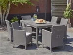 סט מערכת ישיבה שולחן + 6 כורסאות עם טקסטורה דמויית ראטן מבית כתר פלסטיק דגם ג’ירונה 3